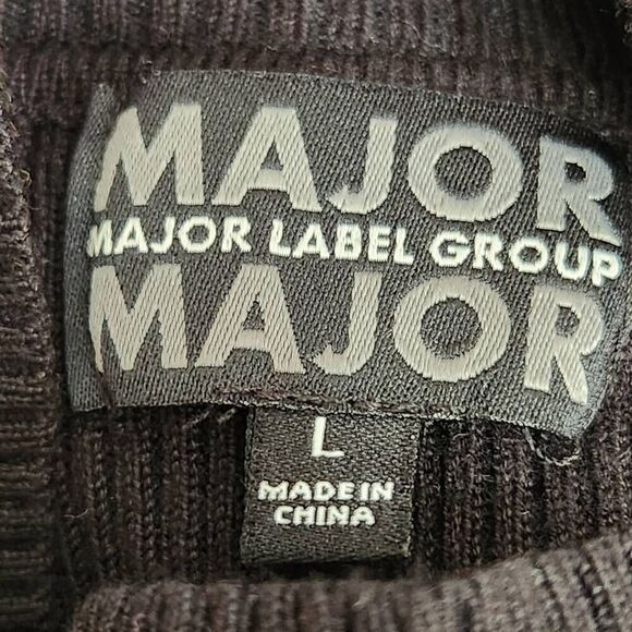 Major Label Group black lightweight sweater semi sheer top off shoulder Large - Picture 5 of 7